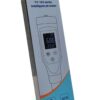 Boxed infrared forehead thermometer with LCD display.