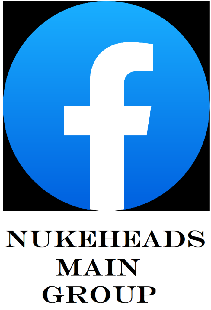 Logo of a blue Facebook icon with 'NUKEHEADS NUKESMOKE' text below.
