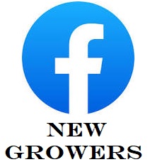 Logo of New Growers with a blue Facebook icon.