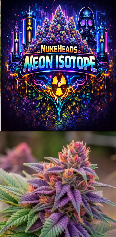 Vibrant neon-colored cannabis bud with glowing effects.