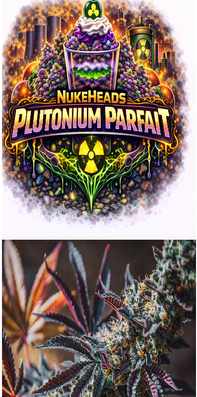 Colorful Plutonium Parfait mushrooms with a radioactive symbol design.